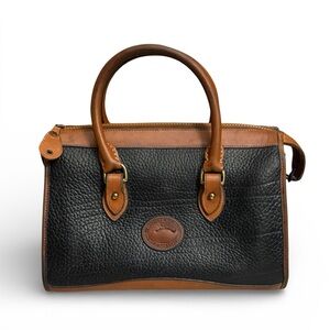 Vintage Dooney & Bourke All Weather Leather Satchel in RARE Black & British Tan
